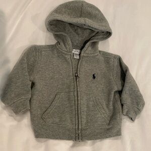 Ralph Lauren polo gray zip up hoodie 9 months